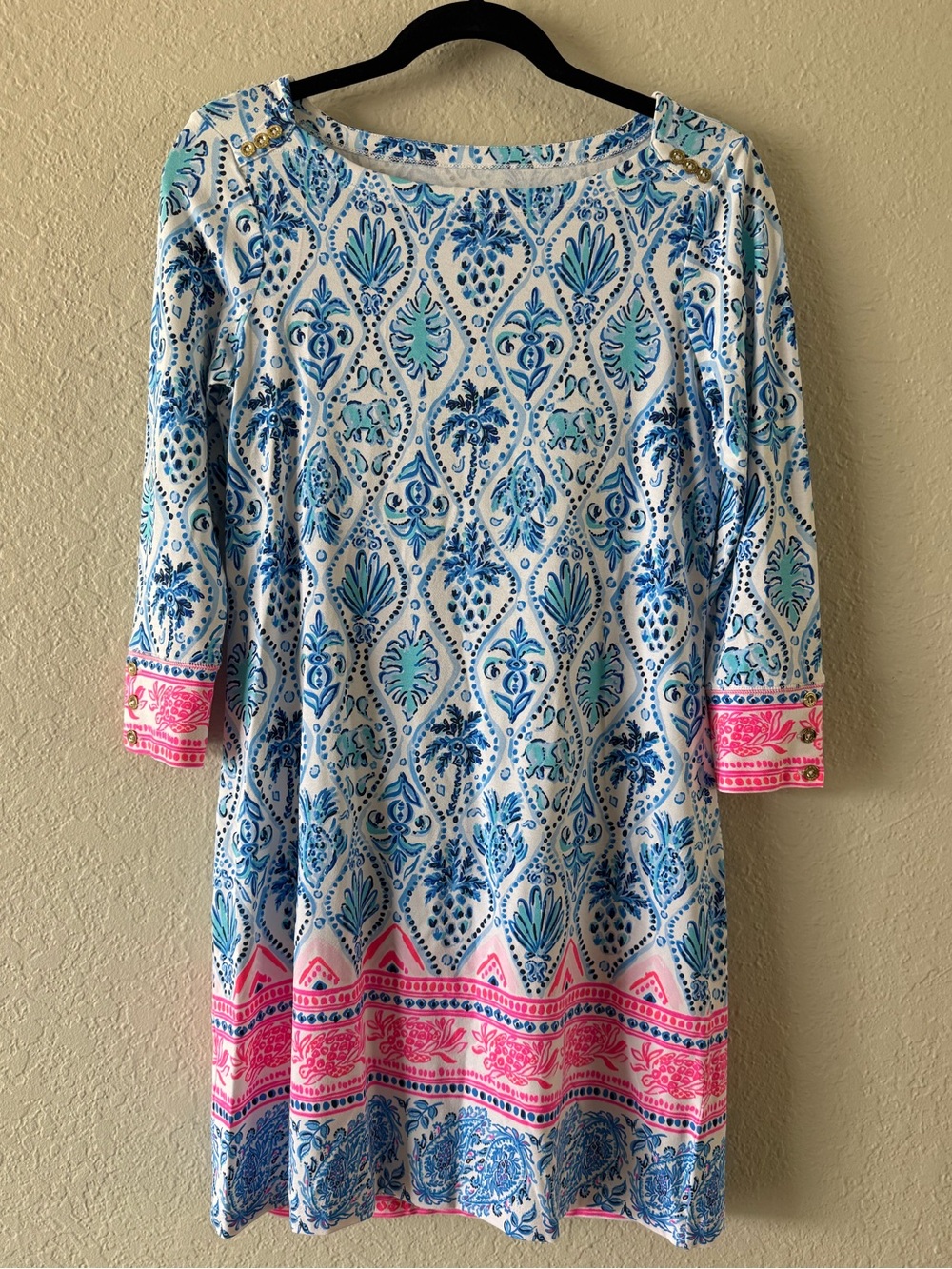 Lilly Pulitzer Sophie UPF 50 Shift Dress S Resort White Aisle Of Tile Excellent